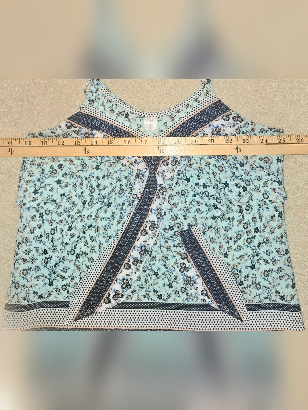 Like New Floral Print Blue Sleeveless Cami Top Womens Size XS - Picture 6 of 8